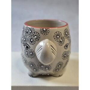 Yokohama Studio Miyabi Elephant Coffee Mug   3D Floral Hand Painted Tea Cup